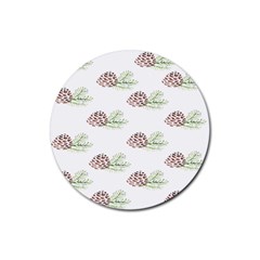 Pinecone Pattern Rubber Round Coaster (4 Pack)  by Mariart