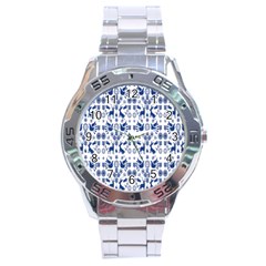 Rabbits Deer Birds Fish Flowers Floral Star Blue White Sexy Animals Stainless Steel Analogue Watch by Mariart