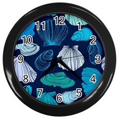 Mega Menu Seashells Wall Clocks (black) by Mariart