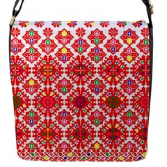 Plaid Red Star Flower Floral Fabric Flap Messenger Bag (s) by Mariart