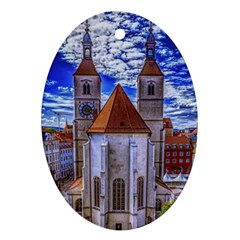 Steeple Church Building Sky Great Oval Ornament (two Sides)