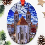 Steeple Church Building Sky Great Oval Ornament (Two Sides) Back