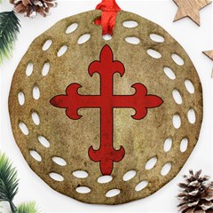 Crusader Cross Round Filigree Ornament (two Sides)