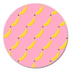 Banana Fruit Yellow Pink Magnet 5  (round) by Mariart