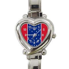 British American Flag Red Blue Star Heart Italian Charm Watch by Mariart