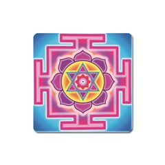 Kali Yantra Inverted Rainbow Square Magnet by Mariart