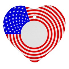 Stars Stripes Circle Red Blue Heart Ornament (two Sides) by Mariart