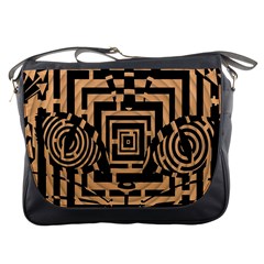 Wooden Cat Face Line Arrow Mask Plaid Messenger Bags by Mariart