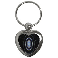 Colorful Hypnotic Circular Rings Space Key Chains (heart)  by Mariart