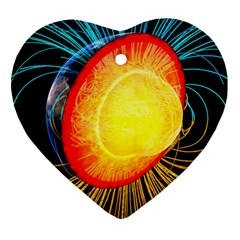 Cross Section Earth Field Lines Geomagnetic Hot Ornament (heart) by Mariart