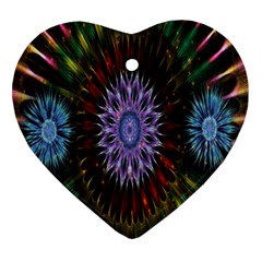Flower Stigma Colorful Rainbow Animation Gold Space Heart Ornament (two Sides) by Mariart