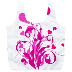 Heart Flourish Pink Valentine Full Print Recycle Bags (l)  by Mariart