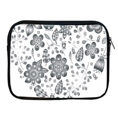 Grayscale Floral Heart Background Apple Ipad 2/3/4 Zipper Cases by Mariart