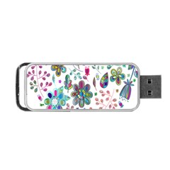 Prismatic Psychedelic Floral Heart Background Portable Usb Flash (two Sides) by Mariart