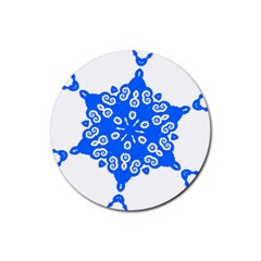 Snowflake Art Blue Cool Polka Dots Rubber Coaster (round)  by Mariart