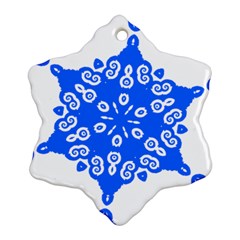 Snowflake Art Blue Cool Polka Dots Snowflake Ornament (two Sides) by Mariart
