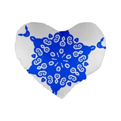 Snowflake Art Blue Cool Polka Dots Standard 16  Premium Heart Shape Cushions by Mariart