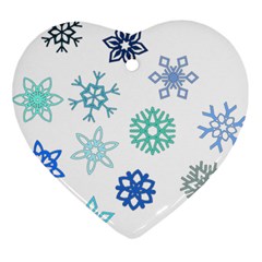 Snowflakes Blue Green Star Ornament (heart) by Mariart