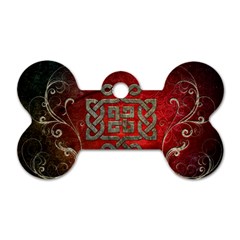 The Celtic Knot With Floral Elements Dog Tag Bone (one Side) by FantasyWorld7