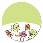 Flower Simple Green Rose Sunflower Sexy Magnet 5  (Round) Front