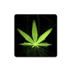 Marijuana Weed Drugs Neon Green Black Light Square Magnet by Mariart