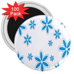 Star Flower Blue 3  Magnets (100 Pack) by Mariart