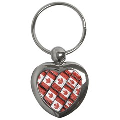 Canadian Flag Motif Pattern Key Chains (heart)  by dflcprints