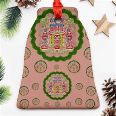Sankta Lucia With Friends Light And Floral Santa Skulls Bell Ornament (two Sides)