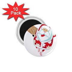 Surfing Christmas Santa Claus 1 75  Magnets (10 Pack)  by Alisyart