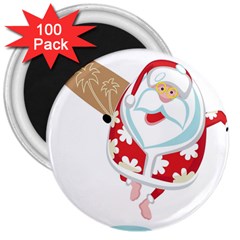Surfing Christmas Santa Claus 3  Magnets (100 Pack) by Alisyart