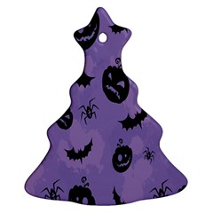 Halloween Pumpkin Bat Spider Purple Black Ghost Smile Christmas Tree Ornament (two Sides) by Alisyart