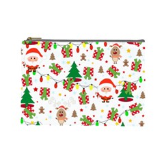 Santa And Rudolph Pattern Cosmetic Bag (large)  by Valentinaart