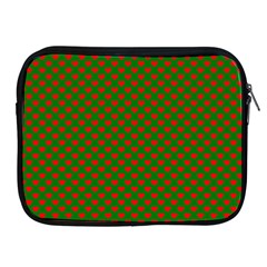 Large Red Christmas Hearts On Green Apple Ipad 2/3/4 Zipper Cases by PodArtist