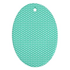 Tiffany Aqua Blue With White Lipstick Kisses Oval Ornament (two Sides)