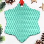 Tiffany Aqua Blue with White Lipstick Kisses Snowflake Ornament (Two Sides) Back