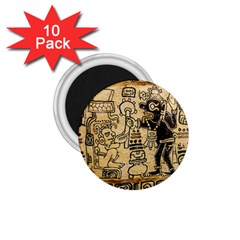 Mystery Pattern Pyramid Peru Aztec Font Art Drawing Illustration Design Text Mexico History Indian 1 75  Magnets (10 Pack) 
