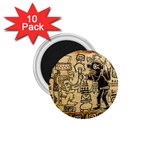 Mystery Pattern Pyramid Peru Aztec Font Art Drawing Illustration Design Text Mexico History Indian 1.75  Magnets (10 pack)  Front
