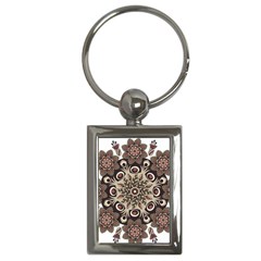 Mandala Pattern Round Brown Floral Key Chains (rectangle)  by Celenk
