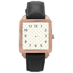 Gold Scales Of Justice On White Repeat Pattern All Over Print Rose Gold Leather Watch  by PodArtist