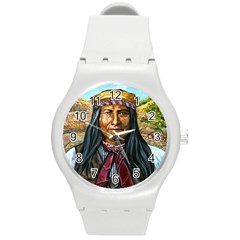 Apache Tribe Warrior Chiricahua Apache Tribe Round Plastic Sport Watch (m) by allthingseveryone