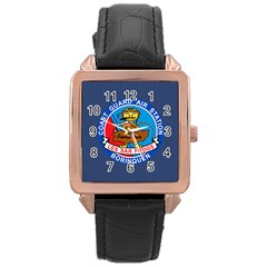 Coast Guard Air Station Borinquen Puerto Rico Rose Gold Leather Watch  by Bigfootshirtshop