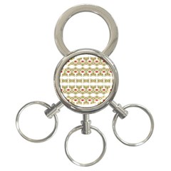 Striped Ornate Floral Print 3-ring Key Chains by dflcprints