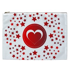 Monogram Heart Pattern Love Red Cosmetic Bag (xxl)  by Celenk