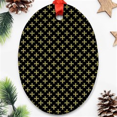 Yellow Cross Oval Ornament (two Sides)