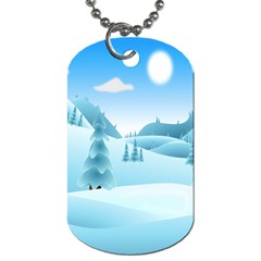 Landscape Winter Ice Cold Xmas Dog Tag (two Sides) by Celenk