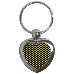 Yellow Chevron Key Chains (heart)  by jumpercat