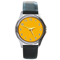 Texture Background Pattern Round Metal Watch