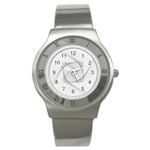 Rotation Rotated Spiral Swirl Stainless Steel Watch Front