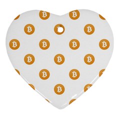 Bitcoin Logo Pattern Heart Ornament (two Sides) by dflcprints
