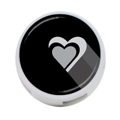 Heart Love Black And White Symbol 4-port Usb Hub (one Side) by Celenk